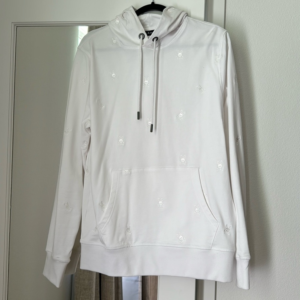 White embroidered Psycho Bunny Hoodie
